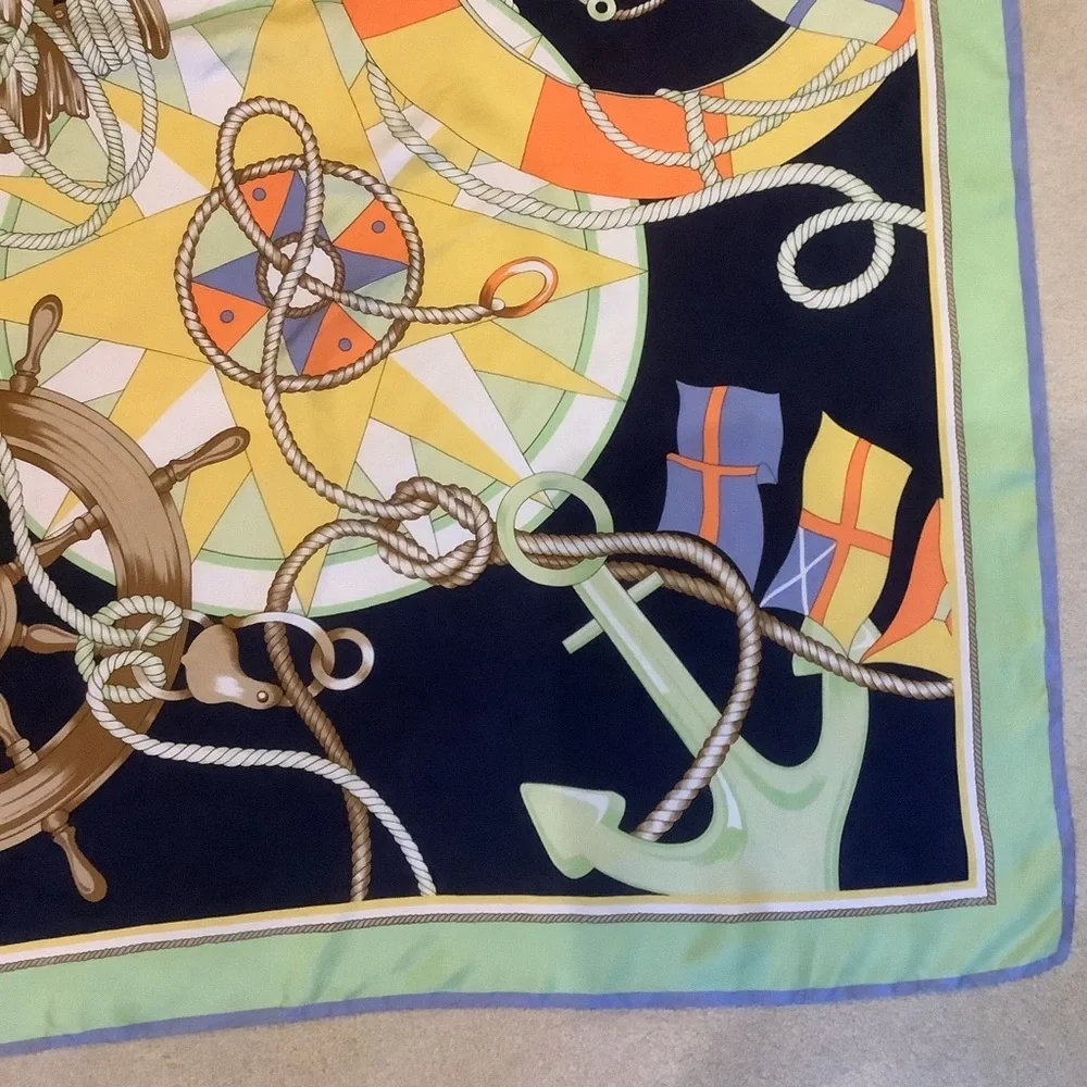 Vintage Talbots Silk Nautical Themed Scarf
